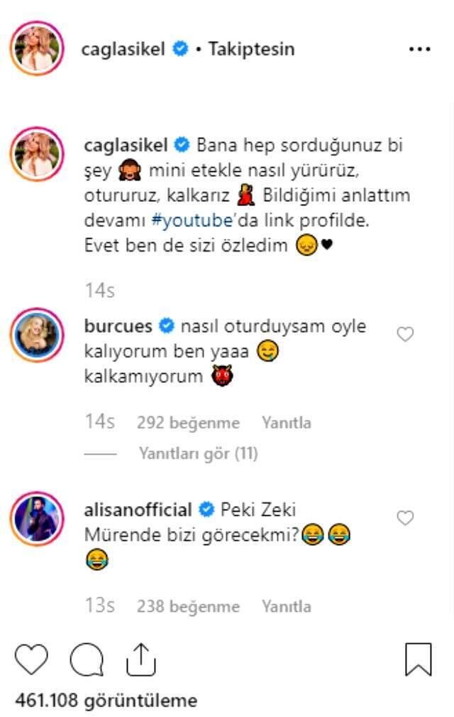 'Mini etekle nasıl oturulur?' videosu çeken Çağla Şikel'e Alişan'dan ilginç yorum!