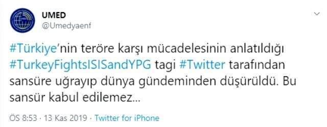 Türkiye'nin terörle mücadelesinin anlatıldığı etikete Twitter sansür uyguladı