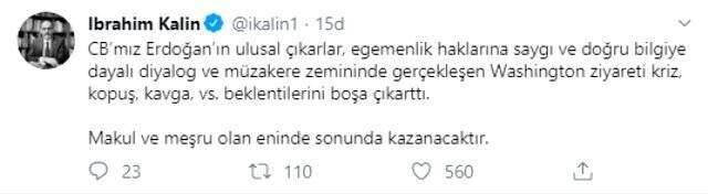 Cumhurbaşkanlığı Sözcüsü Kalın: Washington ziyareti kriz beklentilerini boşa çıkardı