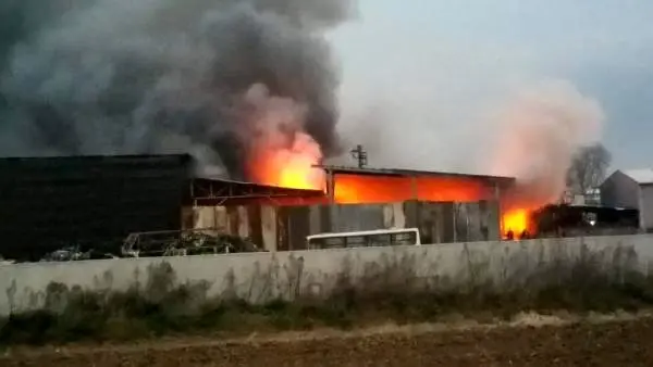 Sakarya'da, geri dönüşüm fabrikasında yangın (2) Sakarya'da, geri dönüşüm fabrikasında yangın (2)