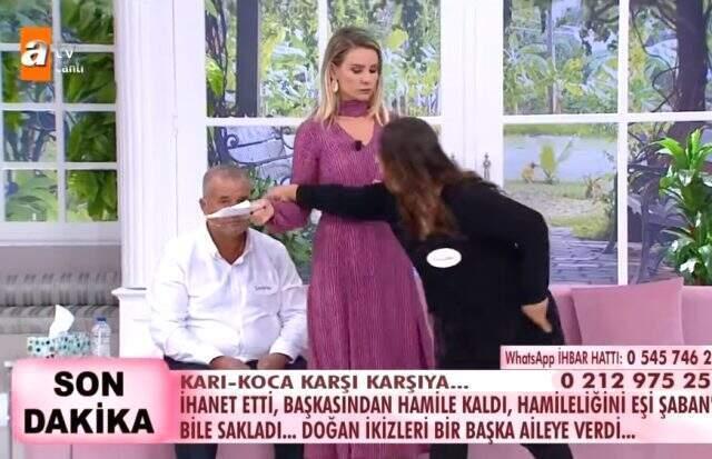 Yasak aşk yaşadığı adamdan çocuk dünyaya getiren kadın Esra Erol'un programında gerginlik çıkardı