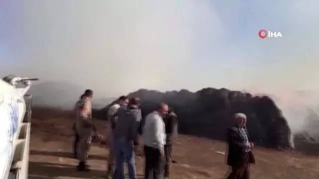 30 bin ot balyası yangında kül oldu