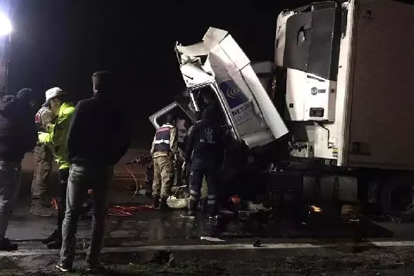 Bariyerlere çarpan TIR'ın şoförü yaralandı