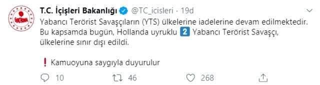 Hollanda uyruklu 2 yabancı terörist sınır dışı edildi