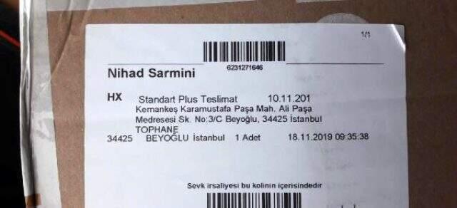Le Mesurier'in Karaköy'deki ofisine 'Nihad Sarmini' adıyla ikinci kez kargo geldi