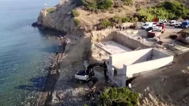 Sit alanına yapılan inşaatta yıkım başladı Sit alanına yapılan inşaatta yıkım başladı