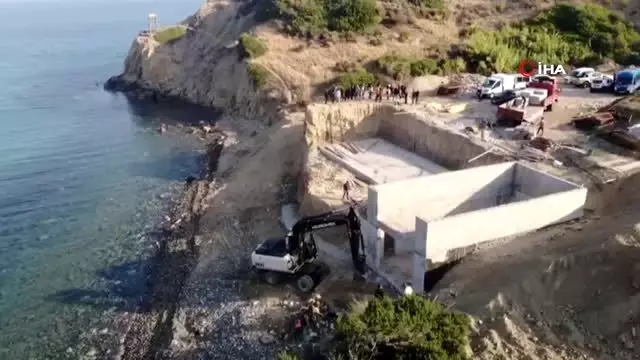 Sit alanına yapılan inşaatta yıkım başladı Sit alanına yapılan inşaatta yıkım başladı