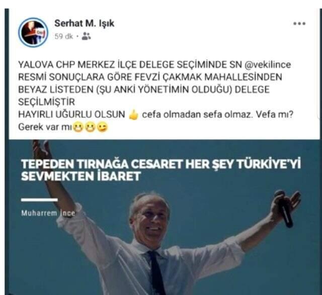 Muharrem İnce'den seçim zaferi: Yalova'dan yeniden delege seçildi