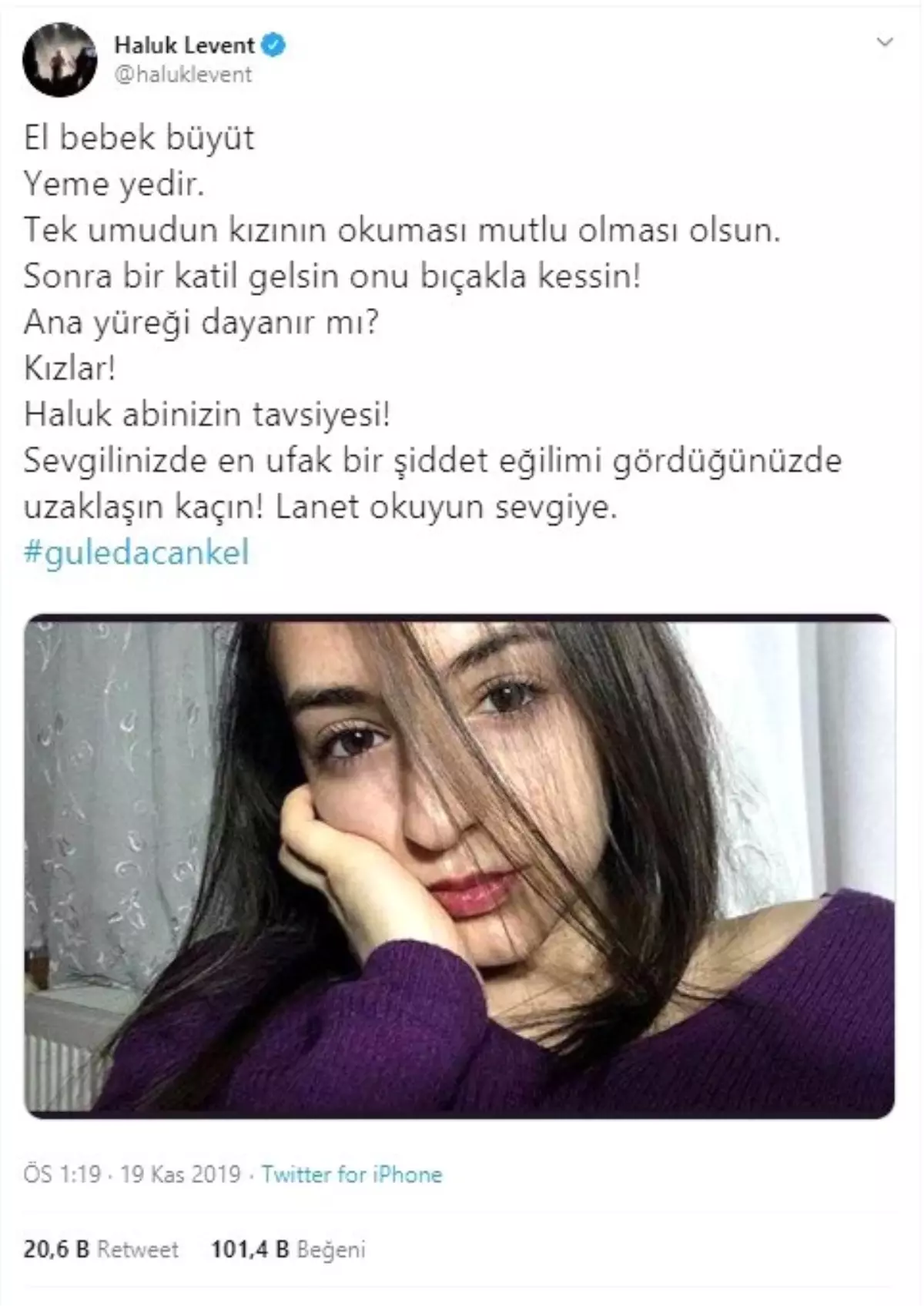 Sanatçı Haluk Levent'ten genç kızlara 'Güleda' mesajı