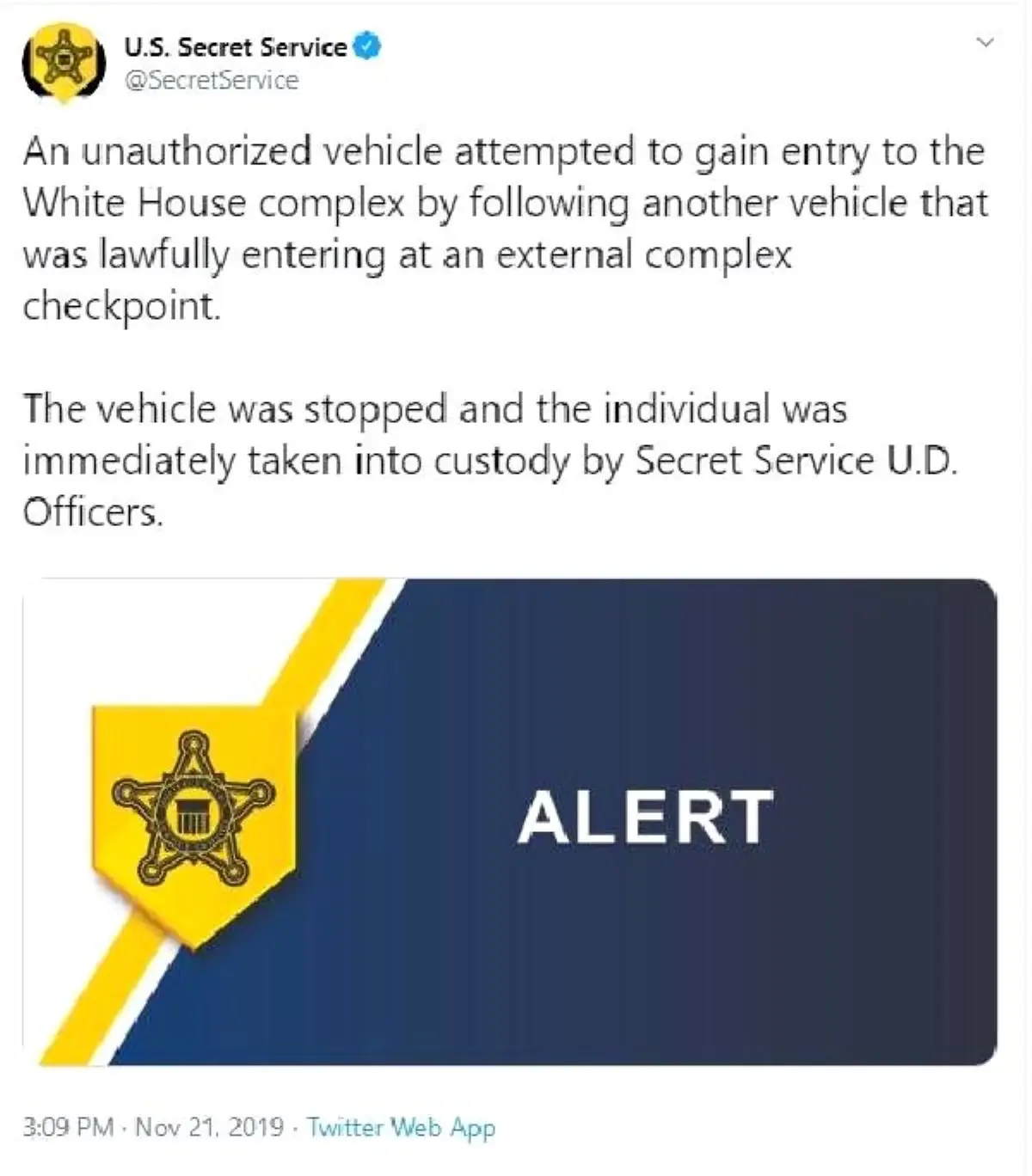 Beyaz Saray'da şüpheli araç paniği