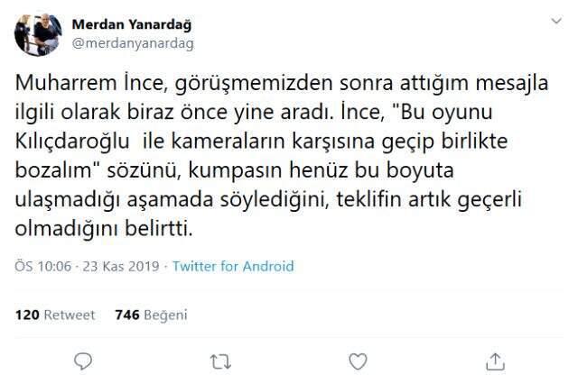 Muharrem İnce 'Kılıçdaroğlu ile kameraların karşısına geçip kumpası beraber bozalım' sözünü geri çekti