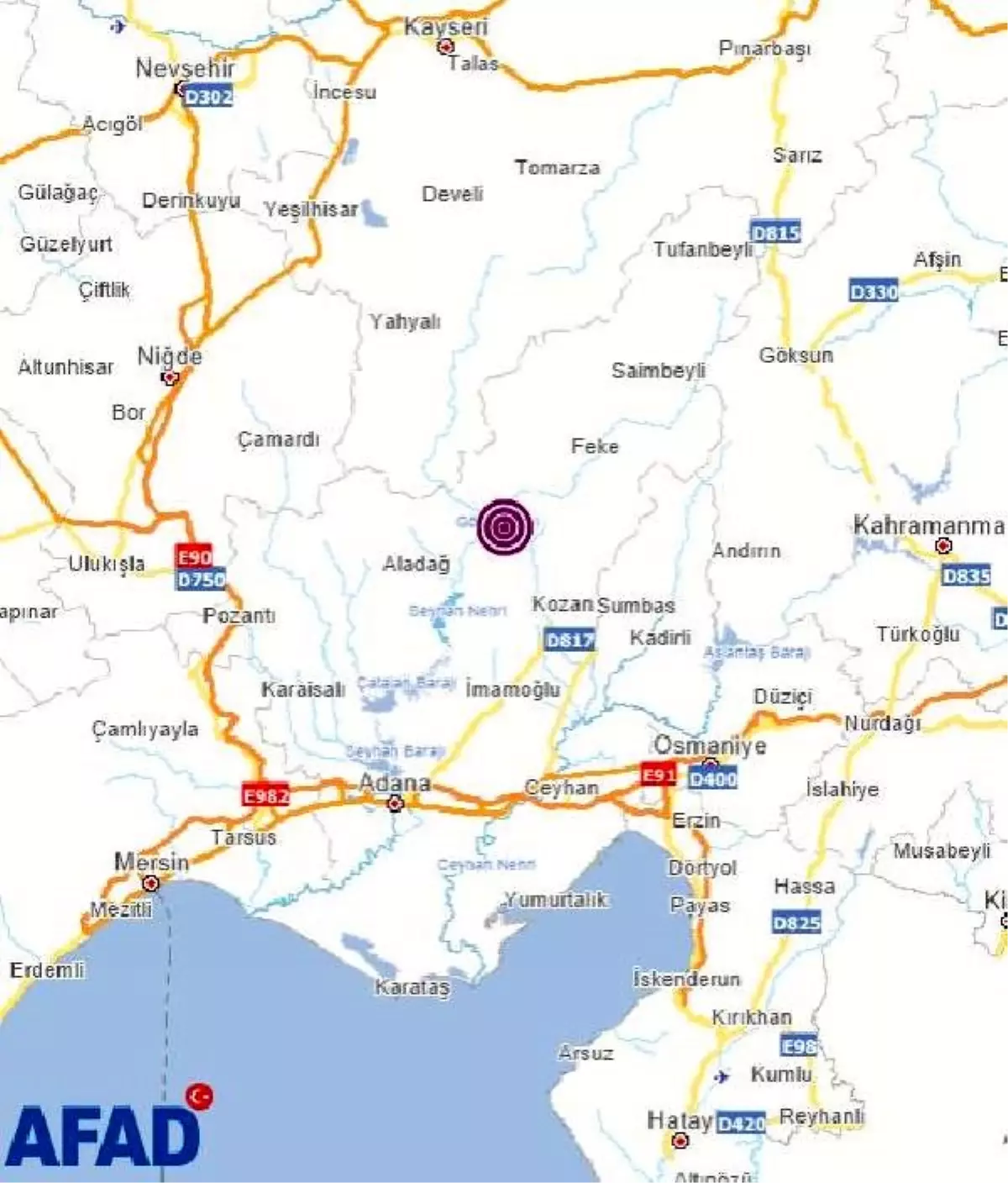 Adana'da 4 büyüklüğünde deprem