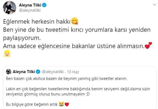 Aleyna Tilki, lafa karıştıran paylaşımlarıyla Twitter'da gündem oldu