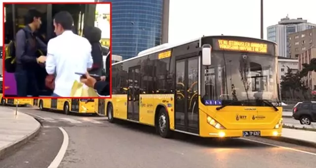Şoför kavgayı ayırmayanlara kızdı, otobüsü durdurdu