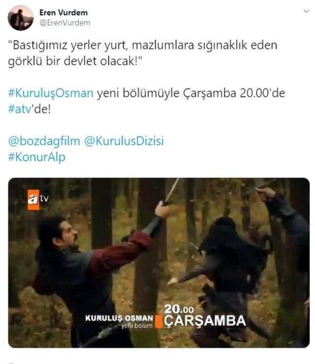 Söz dizisinin Ateş'i Eren Vurdem, Kuruluş Osman'a katıldı