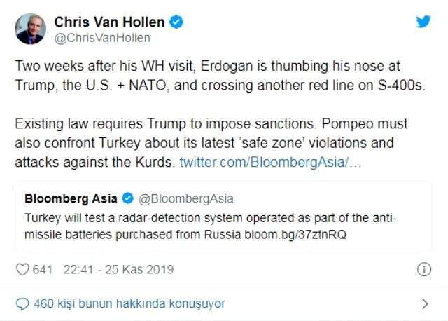 Türkiye'ye tehditler savuran ABD'li senatörden S-400 tepkisi: Erdoğan Trump'a 'nanik yapıyor'