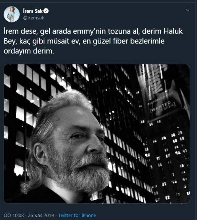 Emmy Ödülü alan Haluk Bilginer, 'Ev ne zaman müsait' diyen İrem Sak'a cevap verdi