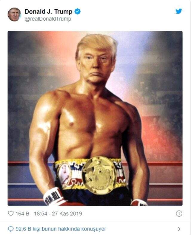 Sosyal medyada alay konusu oldu! Trump bu defa Rocky oldu