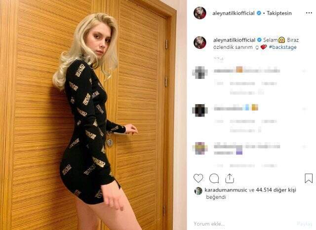 Süper mini elbisesiyle poz veren Aleyna Tilki'nin fotoğrafına beğeni yağdı