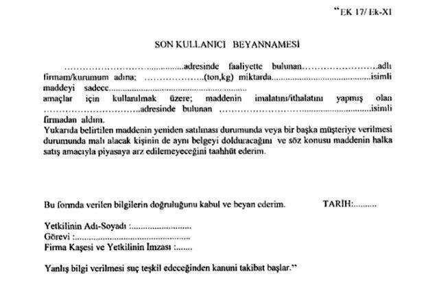 Halka satışı yasaklanan siyanürün takibi beyanname ile kontrol altına alınacak