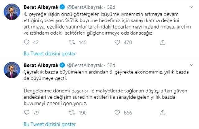 Bakan Albayrak'tan büyüme yorumu: Artarak devam ediyor