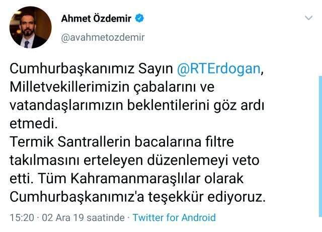 Filtre yasasına 'Evet' diyen MHP ve AK Parti'den yasayı veto eden Cumhurbaşkanı Erdoğan'a teşekkür