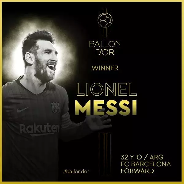 Ballon d'Or 6'ncı kez Lionel Messi'nin