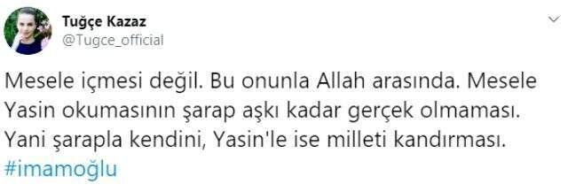 Eski manken Tuğçe Kazaz, içki masasında görüntülenen Ekrem İmamoğlu'na tepki gösterdi