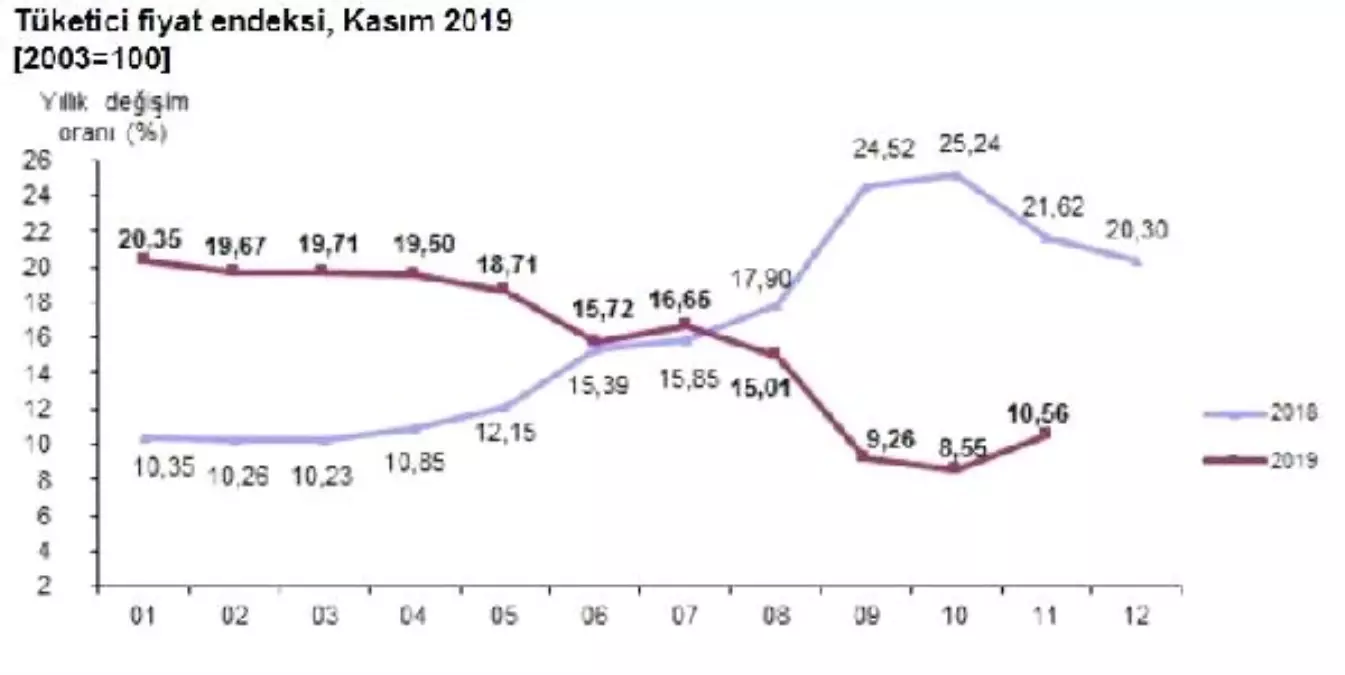 Tüketici fiyatları Kasım'da yüzde 0.38 arttı, yıllık enflasyon yüzde 10.56