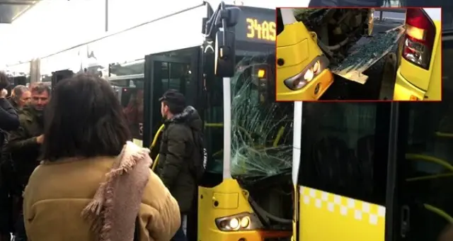 Fikirtepe'de metrobüsler kafa kafaya çarpıştı: Yaralılar var