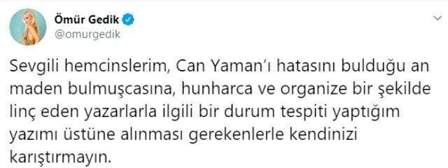 Ömür Gedik'in Can Yaman'ın 'Arka odaya geçelim kanıtlayayım' sözlerine yaptığı yorum kadınları kızdırdı
