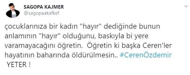 Ünlü isimler, Ceren Özdemir öldürülmesine tepki gösterdi