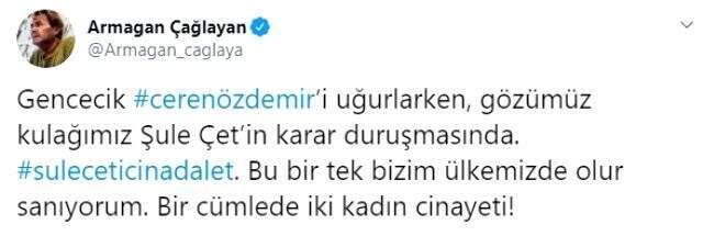 Ünlü isimler, Ceren Özdemir öldürülmesine tepki gösterdi