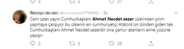 Cem Uzan'ın 'En gizli FETÖ'cü Ahmet Necdet Sezer' paylaşımı sosyal medyada olay oldu,
