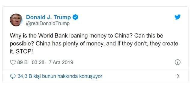 Trump, Dünya Bankası'na 'Çin'e para vermeyi durdurun' çağrısı yaptı