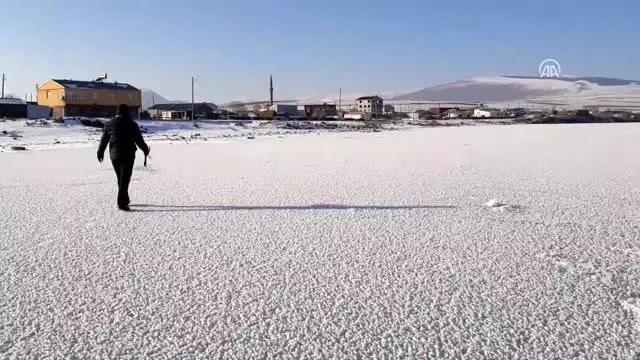 Aktaş Gölü'nün yüzeyi buz tuttu Aktaş Gölü'nün yüzeyi buz tuttu