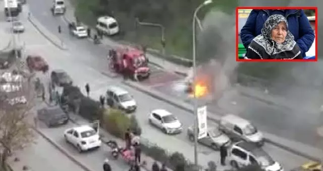 Canını hiçe saydı! Yanan otomobilden kayınvalidesini son anda kurtardı