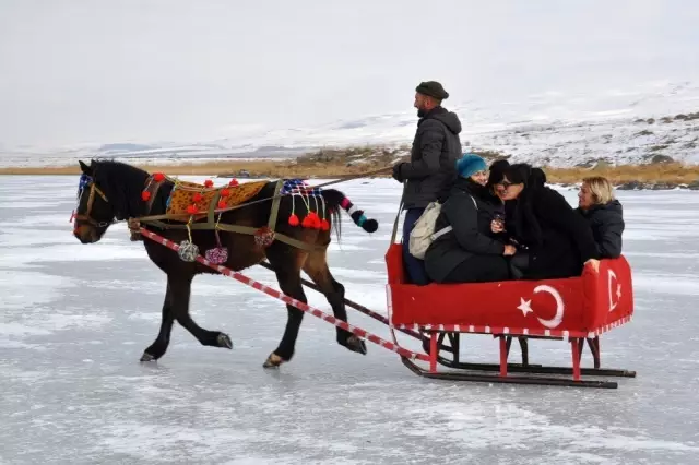 Atlı kızaklar Çıldır Gölü'ne indi Atlı kızaklar Çıldır Gölü'ne indi