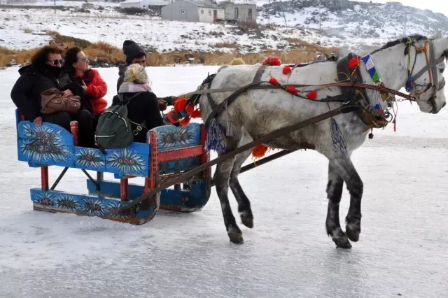Atlı kızaklar Çıldır Gölü'ne indi Atlı kızaklar Çıldır Gölü'ne indi