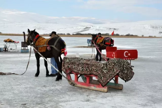 Atlı kızaklar Çıldır Gölü'ne indi Atlı kızaklar Çıldır Gölü'ne indi