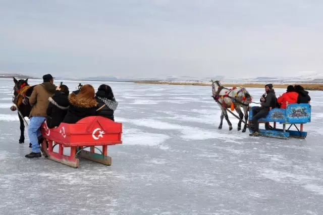 Atlı kızaklar Çıldır Gölü'ne indi Atlı kızaklar Çıldır Gölü'ne indi