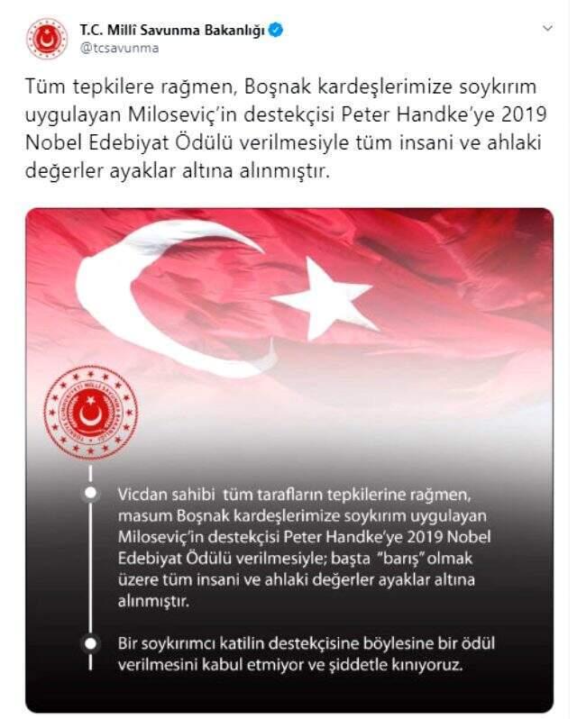 MSB'den soykırım destekçisi Handke'ye Nobel ödülü verilmesine tepki geldi