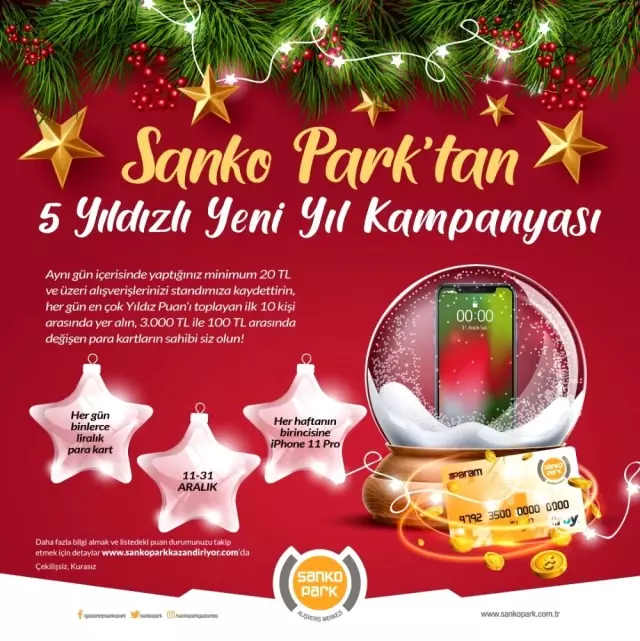SANKO Park'tan 5 yıldızlı yılbaşı kampanyası SANKO Park'tan 5 yıldızlı yılbaşı kampanyası