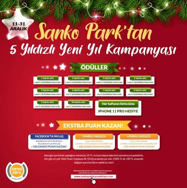 SANKO Park'tan 5 yıldızlı yılbaşı kampanyası SANKO Park'tan 5 yıldızlı yılbaşı kampanyası