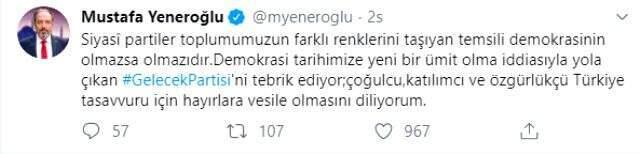 Davutoğlu'nun partisinin ismini ilk kez o kaleme aldı