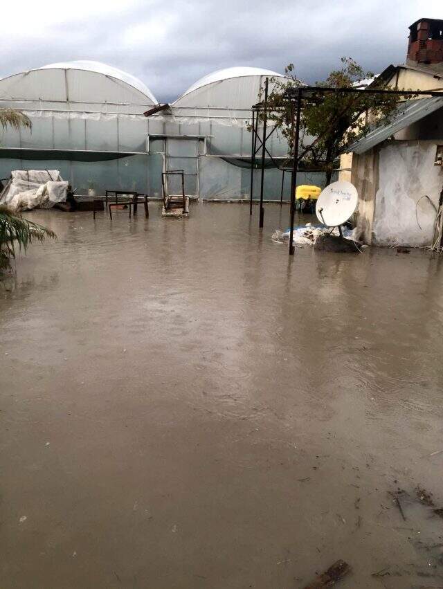 Antalya'daki dolu ve sağanak nedeniyle Kaş ilçesindeki seralarda su baskını yaşandı