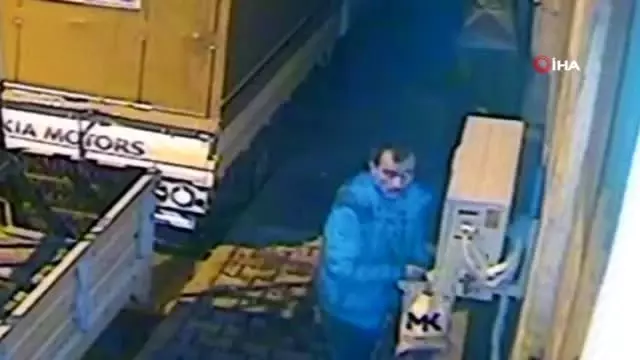 Kağıthane'de klima ünitesi çalmaya çalışan hırsız kamerada