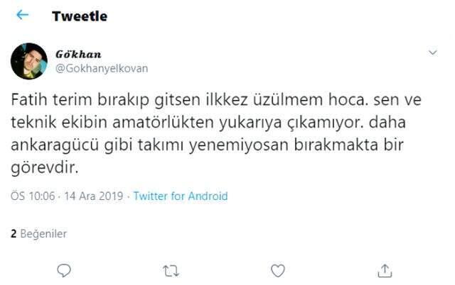 Ankaragücü beraberliği sonrası taraftarlar Fatih Terim'i istifaya davet etti