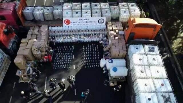 Eş zamanlı operasyonlarda 250 ton sahte içki ele geçirildi