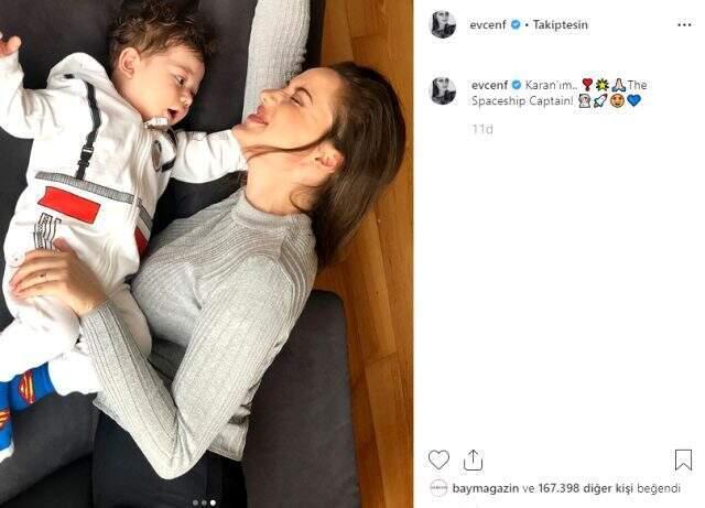 Fahriye Evcen oğlu Karan'ı paylaştı, sosyal medyada yer yerinden oynadı